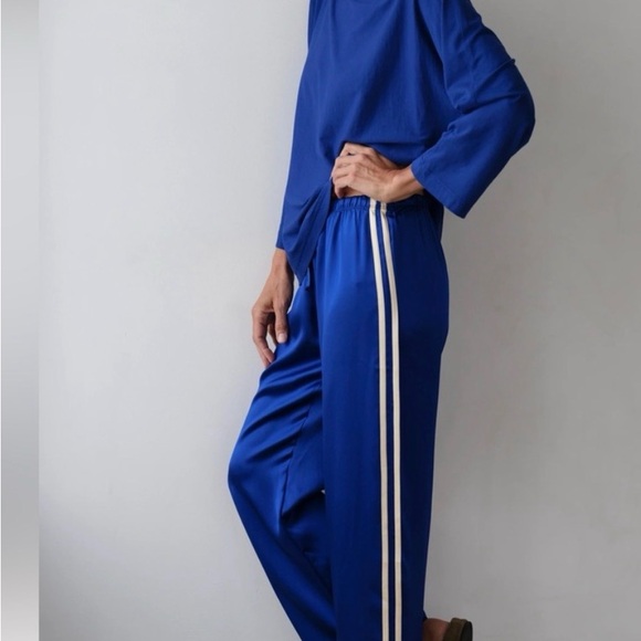 DONNI. Pants - DONNI. Royal Blue Joggers with Cream Stripe